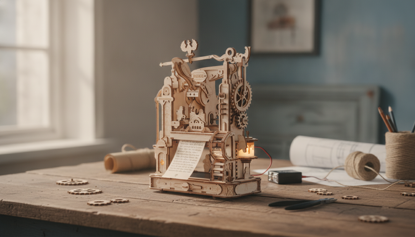DIY 3D Printing Press Wooden Puzzle Kit + LED Glow