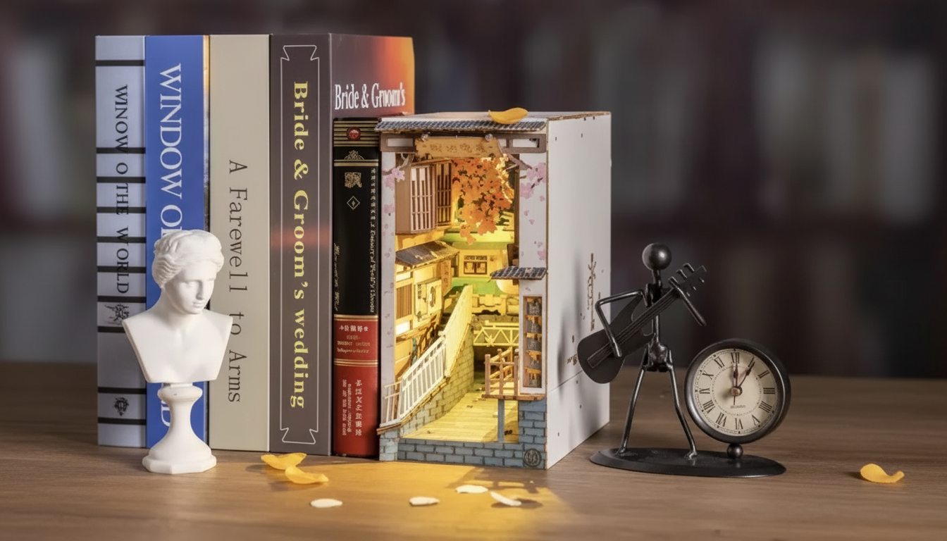 DIY Wooden Book Nook Kit: Build a Mini House Scene
