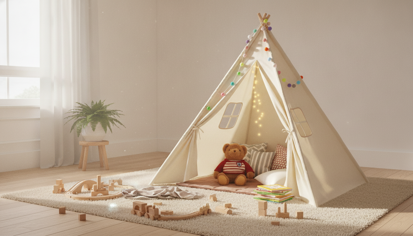 Kids Teepee Tent With Windows for Bright Cozy Play