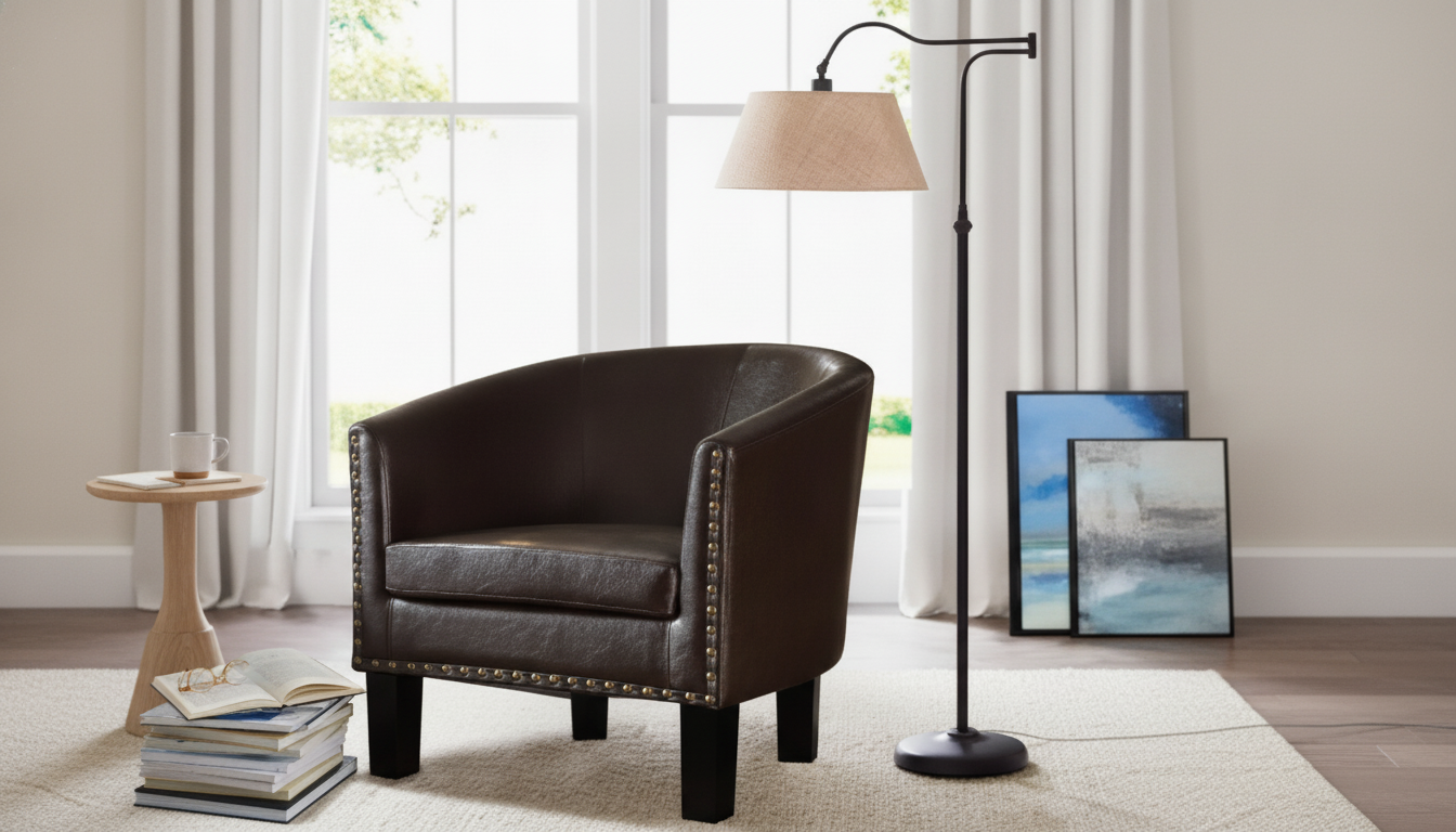 Minimalist Faux Leather Barrel Armchair: Cozy & Clean