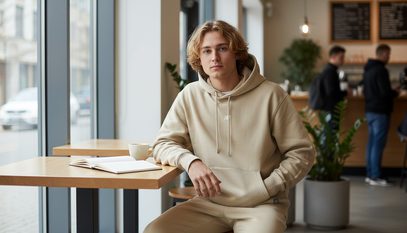 New Balance Beige Turtleneck Sweatshirt for Fall/Winter