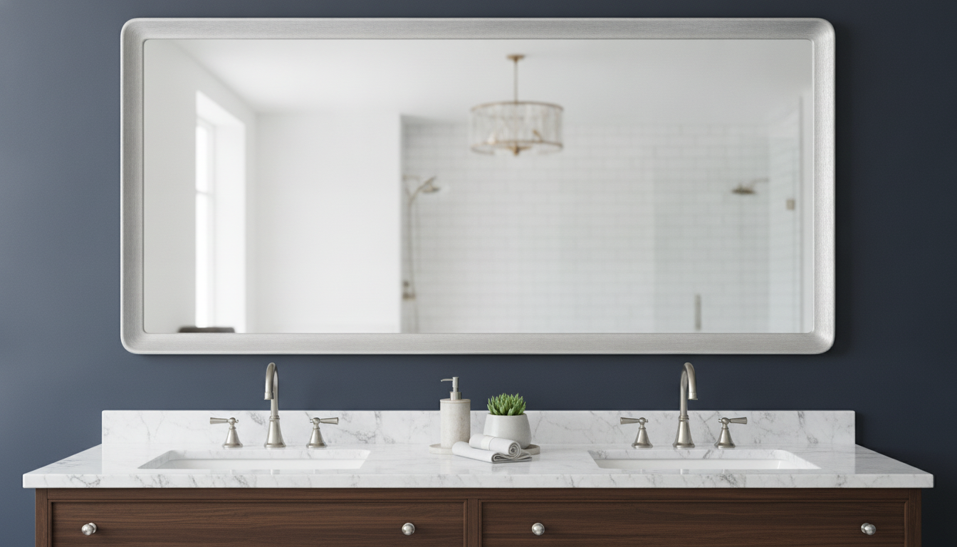 48x36 Brushed Silver Bathroom Mirror: Metal Frame Upgrade