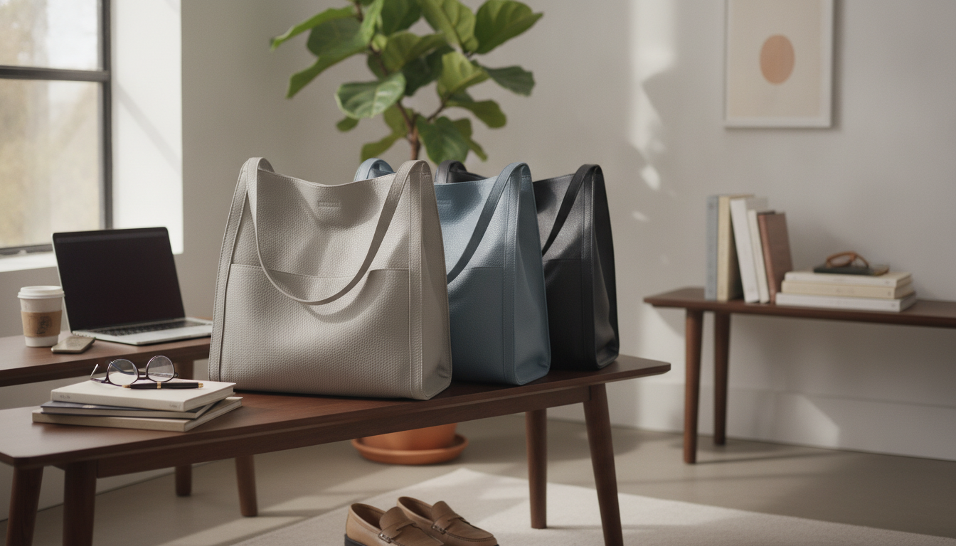 Genuine Cowhide Leather Tote: Large, Structured, Work-Ready