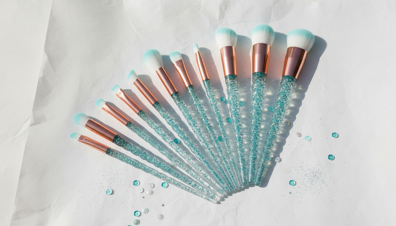 Unicorn Glitter Brush Set (10pcs): Smooth Base & Blend