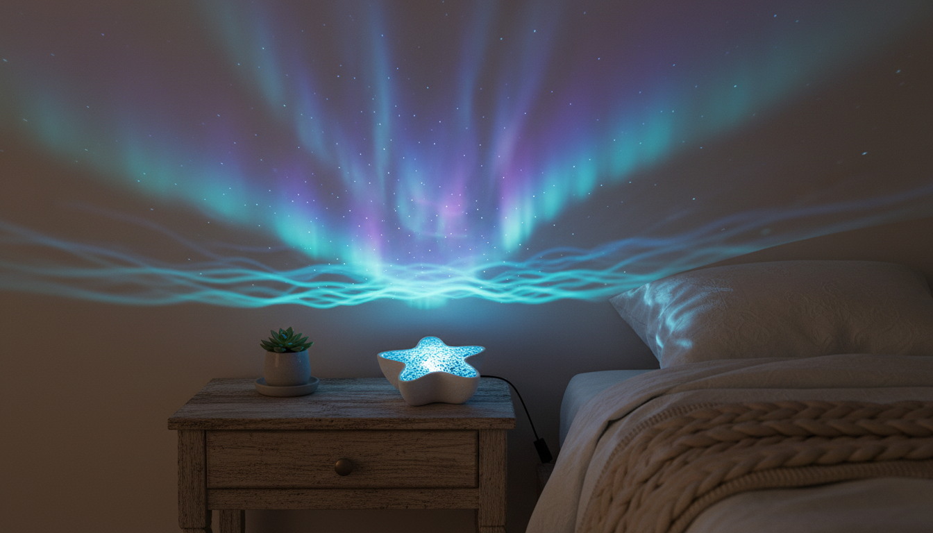 USB Rechargeable Aurora Projector: Ocean Waves & Stars